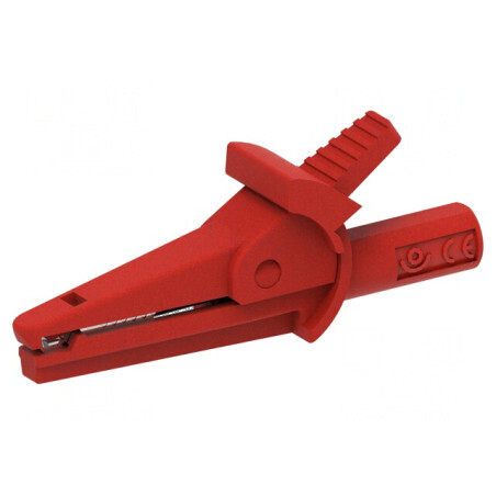 Bornă crocodil 10A roşie 600V, capacitate prindere max. 9mm | Electronic-mag.ro | Componente Electronice