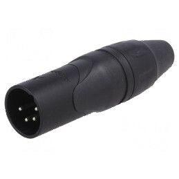 Conector XLR mufă tată PIN 4 drept pe cablu lipire argintat | Electronic-mag.ro | Componente Electronice