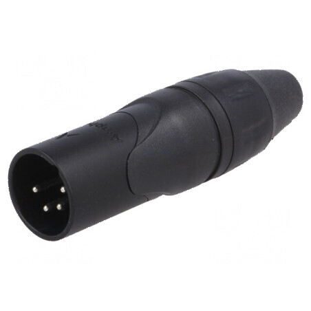 Conector XLR mufă tată PIN 4 drept pe cablu lipire argintat | Electronic-mag.ro | Componente Electronice