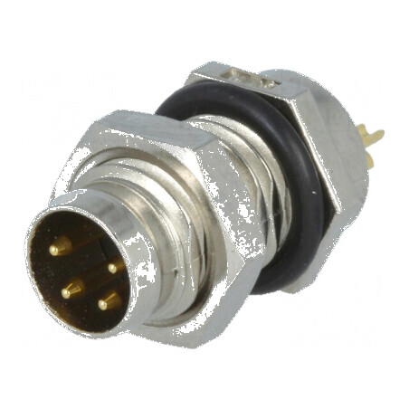 Conector M8 tată 4 pini pentru montare pe panou cu piuliță din față | Electronic-mag.ro | Componente Electronice