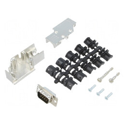 Mufă D-Sub PIN 9 tată unghi 90° lipire cablu negru | Electronic-mag.ro | Componente Electronice