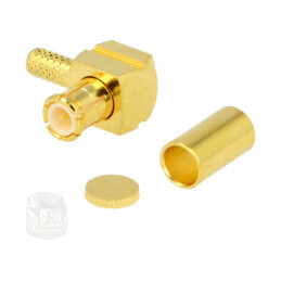 Conector MCX mufă tată unghi 90° 50Ω lipire crimpat PTFE | Electronic-mag.ro | Componente Electronice