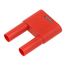 Conector banană 4mm punte stacabilă 32A roșie cu izolație | Electronic-mag.ro | Componente Electronice