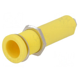 Conector banană 4mm soclu 16A 6000V galben nichelat | Electronic-mag.ro | Componente Electronice