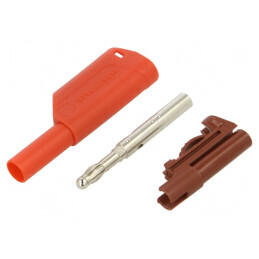 Conector banană 4mm 32A 1kV roşu nichelat cu izolaţie | Electronic-mag.ro | Componente Electronice