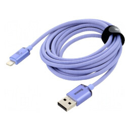 Cablu USB 2.0 Apple Lightning și USB A 2m violet 2,4A | Electronic-mag.ro | Componente Electronice