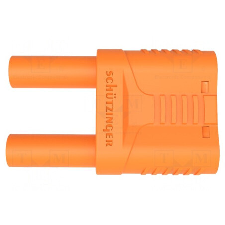 Conector banană 4mm punte stacabilă 32A 1kVAC portocalie | Electronic-mag.ro | Componente Electronice