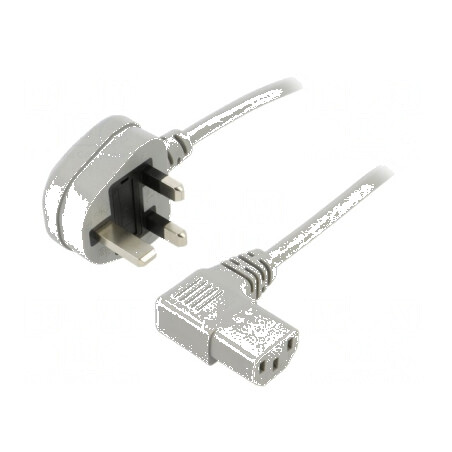 Cablu 3x0,75mm2 BS 1363 cu mufă IEC C13 mamă 90° PVC 1,8m | Electronic-mag.ro | Componente Electronice