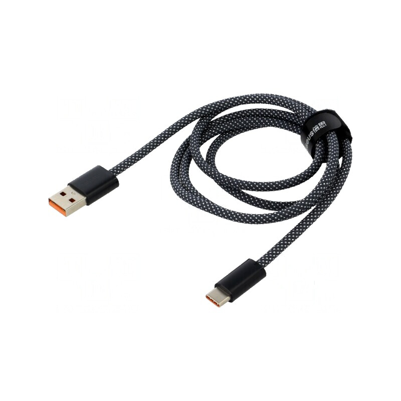 Cablu USB 2.0 A la C 1m gri închis textil | Electronic-mag.ro | Componente Electronice