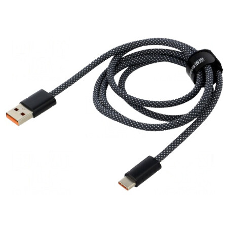 Cablu USB 2.0 A la C 1m gri închis textil | Electronic-mag.ro | Componente Electronice