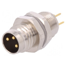 Conector M8 tată 3 pini neecranaţi soclu IP67 60V 2,5-3,5mm | Electronic-mag.ro | Componente Electronice