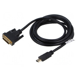 Cablu dual link DVI-D la HDMI 3m negru 28AWG | Electronic-mag.ro | Componente Electronice