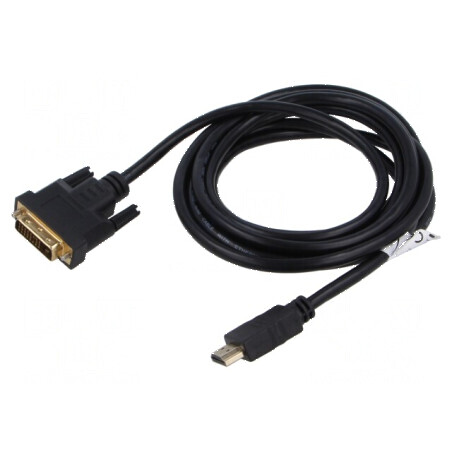 Cablu dual link DVI-D la HDMI 3m negru 28AWG | Electronic-mag.ro | Componente Electronice