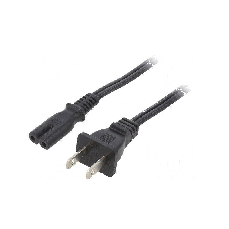 Cablu 2x18AWG IEC C7 mamă 5m negru 7A | Electronic-mag.ro | Componente Electronice