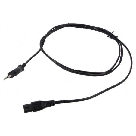 Cablu 2x0,75mm2 CEE 7/16 mufă IEC C7 mamă PVC 2m negru | Electronic-mag.ro | Componente Electronice
