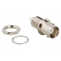 Conector BNC soclu mamă drept 50Ω lipire PTFE argintat alamă | Electronic-mag.ro | Componente Electronice