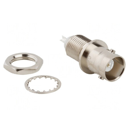 Conector BNC soclu mamă drept 50Ω lipire PTFE argintat alamă | Electronic-mag.ro | Componente Electronice