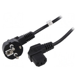 Cablu CEE 7/7 unghi 90° cu ştecăr IEC C13 mamă PVC | Electronic-mag.ro | Componente Electronice