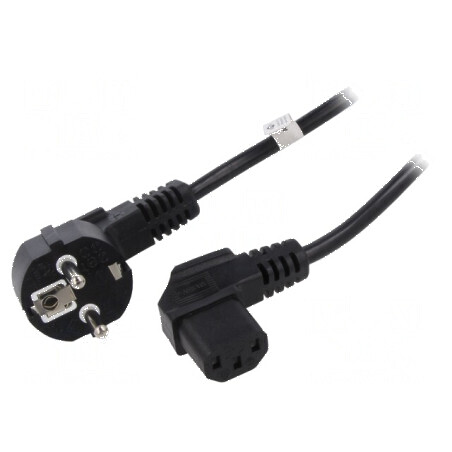 Cablu CEE 7/7 unghi 90° cu ştecăr IEC C13 mamă PVC | Electronic-mag.ro | Componente Electronice