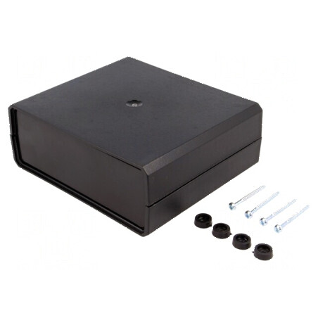 Carcasă ABS neagră cu panou 140mm x 159mm x 60mm | Electronic-mag.ro | Componente Electronice