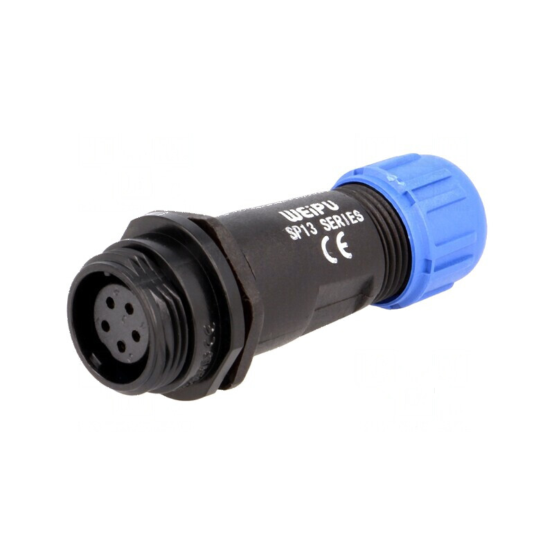 Mufă SP13 mamă PIN 5 IP68 5A 180V pentru lipire pe cablu 4÷6,5mm | Electronic-mag.ro | Componente Electronice