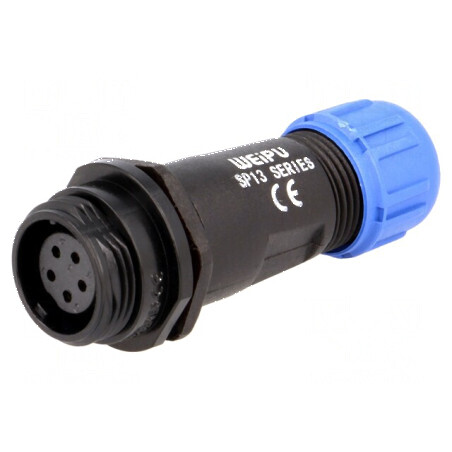 Mufă SP13 mamă PIN 5 IP68 5A 180V pentru lipire pe cablu 4÷6,5mm | Electronic-mag.ro | Componente Electronice