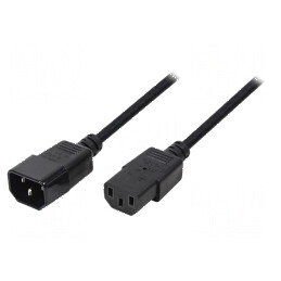 Cablu IEC C13 mamă - IEC C14 tată 1,8m negru 10A 250V | Electronic-mag.ro | Componente Electronice