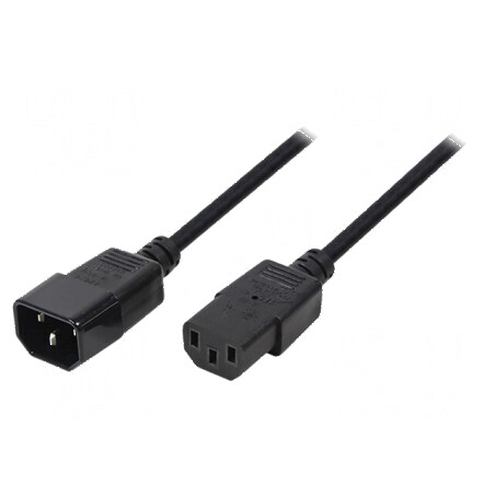 Cablu IEC C13 mamă - IEC C14 tată 1,8m negru 10A 250V | Electronic-mag.ro | Componente Electronice