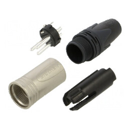 Conector XLR mufă tată PIN 3 drept pe cablu lipire 16A 14AWG | Electronic-mag.ro | Componente Electronice