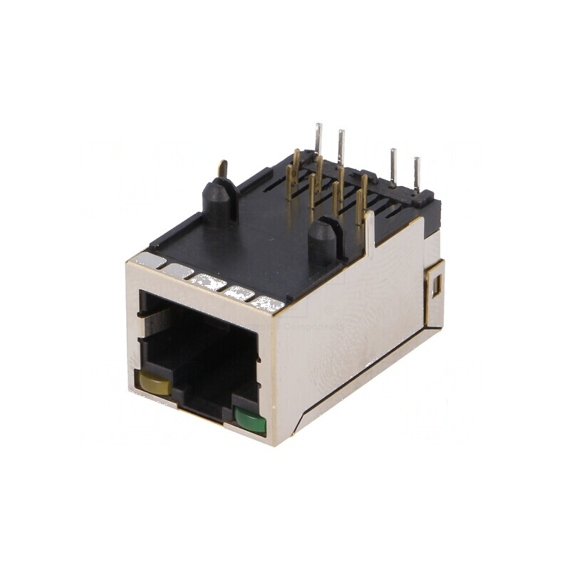 Conector RJ45 soclu 8 pini ecranat cu diodă LED THT | Electronic-mag.ro | Componente Electronice Conector RJ45 soclu 8 pini ecranat cu diodă LED THT | Electronic-mag.ro | Componente Electronice