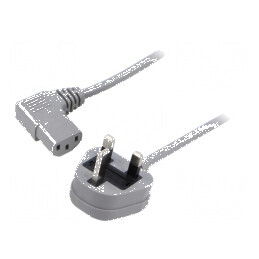 Cablu 3x0,75mm2 BS 1363 cu mufă IEC C13 mamă 90° PVC, 1,5m | Electronic-mag.ro | Componente Electronice