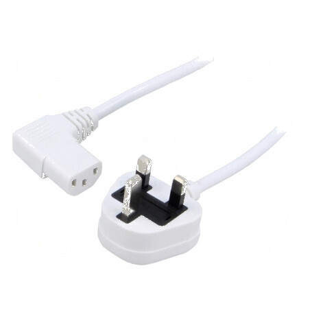 Cablu 3x0,75mm2 BS 1363 IEC C13 mamă 90° PVC 1,5m | Electronic-mag.ro | Componente Electronice