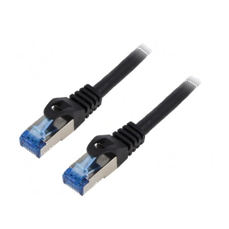 Patch cord S/FTP 6a 10m CCA LSZH negru 26AWG | Electronic-mag.ro | Componente Electronice
