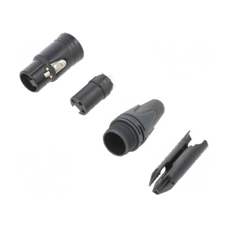 Conector XLR mufă mamă PIN 3 drept pe cablu lipire 16A 14AWG | Electronic-mag.ro | Componente Electronice
