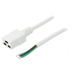 Cablu IEC C19 mamă 3x1,5mm² PVC alb 1,5m 16A | Electronic-mag.ro | Componente Electronice