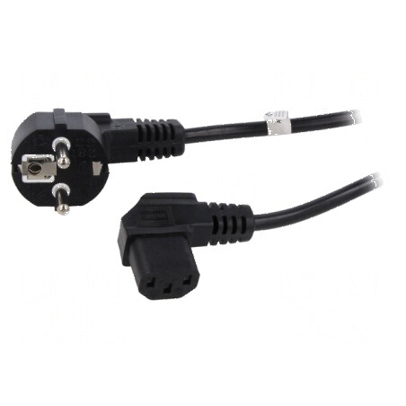 Cablu CEE 7/7 ştecăr unghi 90° IEC C13 mamă 2m PVC | Electronic-mag.ro | Componente Electronice