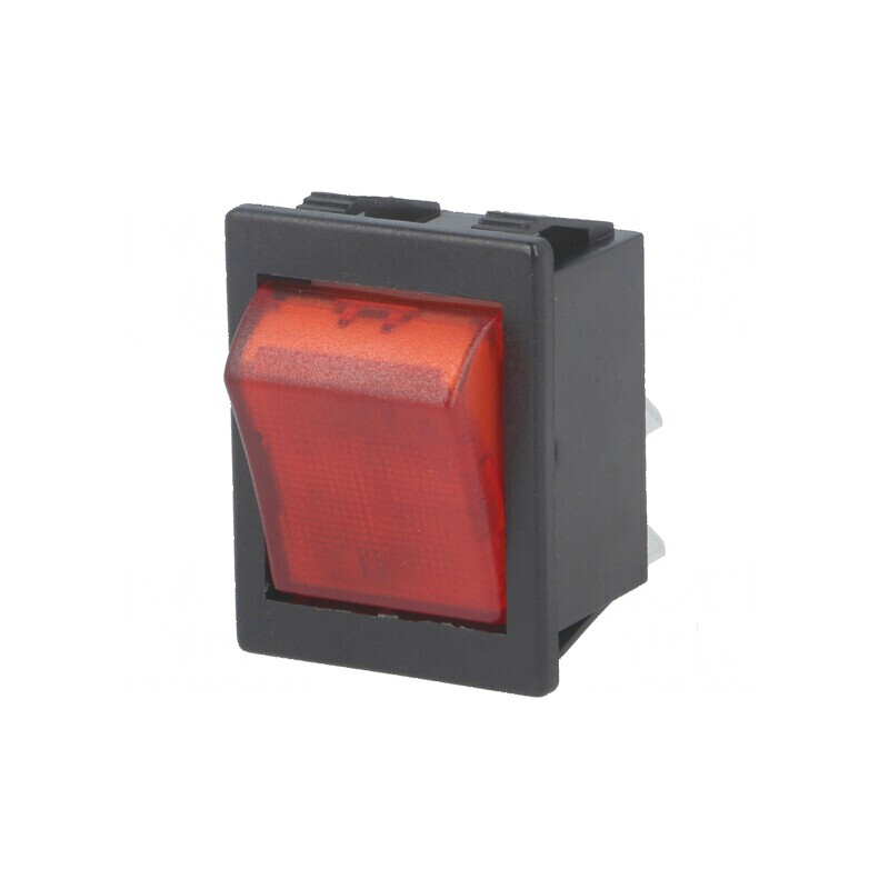Rocker DPST ON-OFF 16A/250VAC cu lampă neon roşie 1350 | Electronic-mag.ro | Componente Electronice
