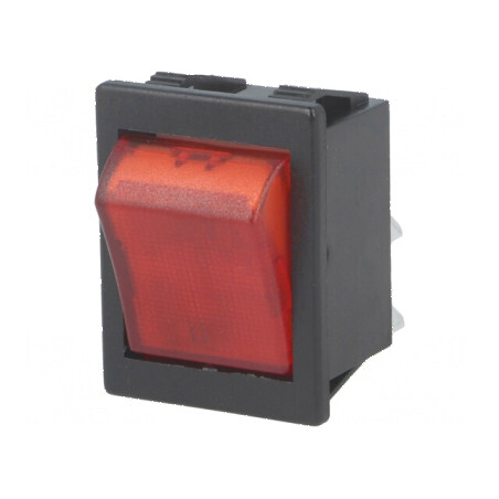 Rocker DPST ON-OFF 16A/250VAC cu lampă neon roşie 1350 | Electronic-mag.ro | Componente Electronice