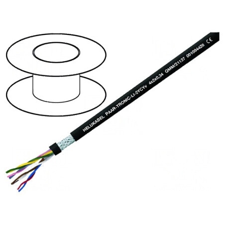 Cablu ecranat Li-2YCYv 3x2x0,5mm2 cu tressă de cupru cositorit | Electronic-mag.ro | Componente Electronice