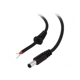 Cablu DC 5,5/2,5 mm 2x1mm² cu mufă drept negru 1,5m | Electronic-mag.ro | Componente Electronice