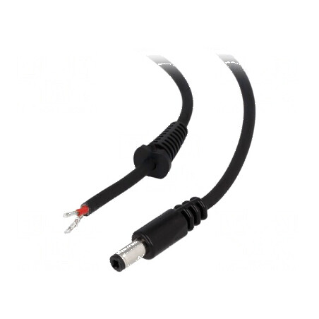 Cablu DC 5,5/2,5 mm 2x1mm² cu mufă drept negru 1,5m | Electronic-mag.ro | Componente Electronice