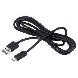 Cablu USB 2.0 A la C 1,5m 60W 3A negru PVC | Electronic-mag.ro | Componente Electronice