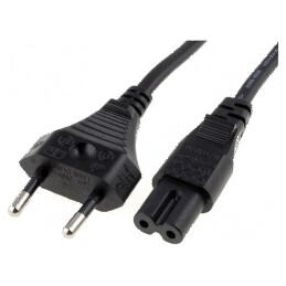 Cablu 2x0,75mm2 CEE 7/16 mufă IEC C7 mamă PVC 5m negru | Electronic-mag.ro | Componente Electronice