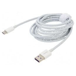 Cablu USB A la USB C 2m alb 66W Quick Charge | Electronic-mag.ro | Componente Electronice