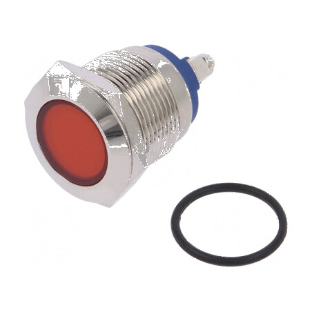 Lampă LED plată roșie 12VDC 12VAC Ø19mm cu șurub | Electronic-mag.ro | Componente Electronice