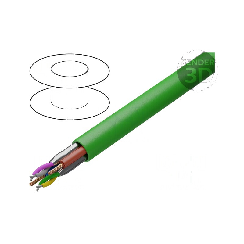 Cablu hibrid verde pentru transmitere date -25÷80°C | Electronic-mag.ro | Componente Electronice
