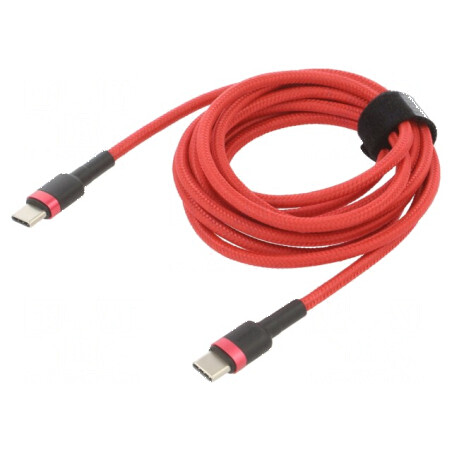 Cablu USB C 2m roșu textil 60W | Electronic-mag.ro | Componente Electronice