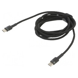 Cablu USB C 2m negru textil 60W | Electronic-mag.ro | Componente Electronice