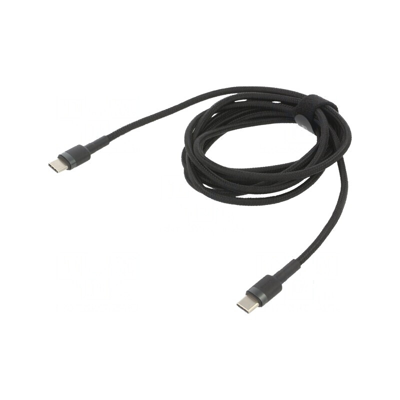 Cablu USB C 2m negru textil 60W | Electronic-mag.ro | Componente Electronice
