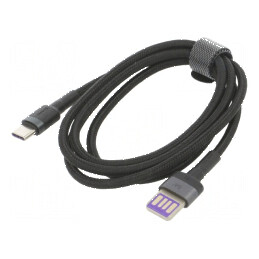 Cablu USB A la USB C 1m negru textil 40W | Electronic-mag.ro | Componente Electronice